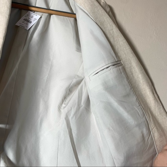 J.crew oatmeal beige cream linen cotton mix classic blazer one button NWT sz 6 - Picture 4 of 11
